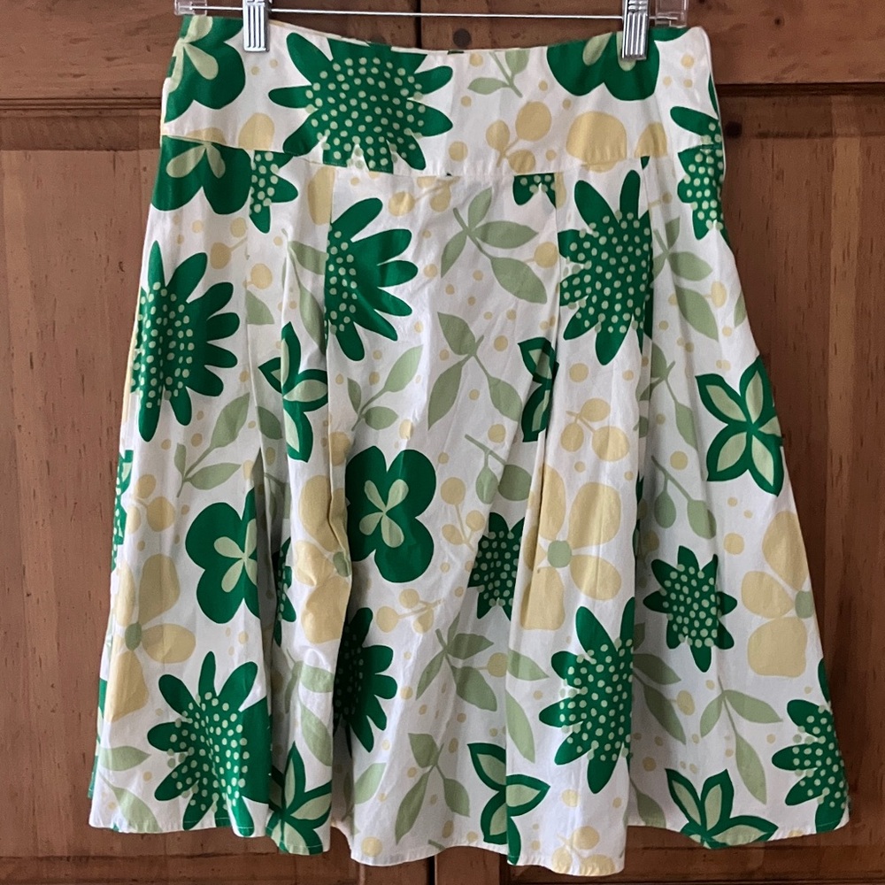 Vibrant Floral A-Line Skirt in Green and Yellow